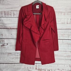 Cabi Celebration Red Houndstooth Jacket XS Casual Dress Holiday Coat Office City
